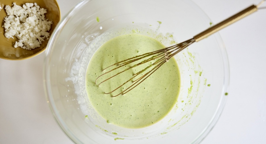 Zucchini feta flan mixture for baby
